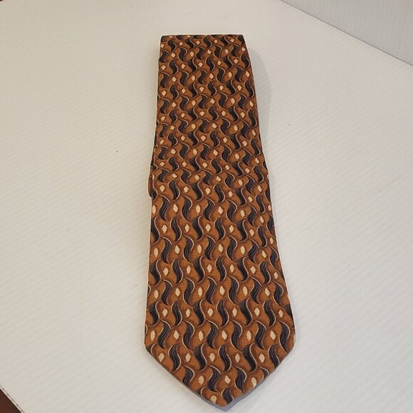 JZ Richards Silk Tie Premium Orange & Dark Blue Paisley USA Classic 3 3/4" x 58" - Picture 4 of 8